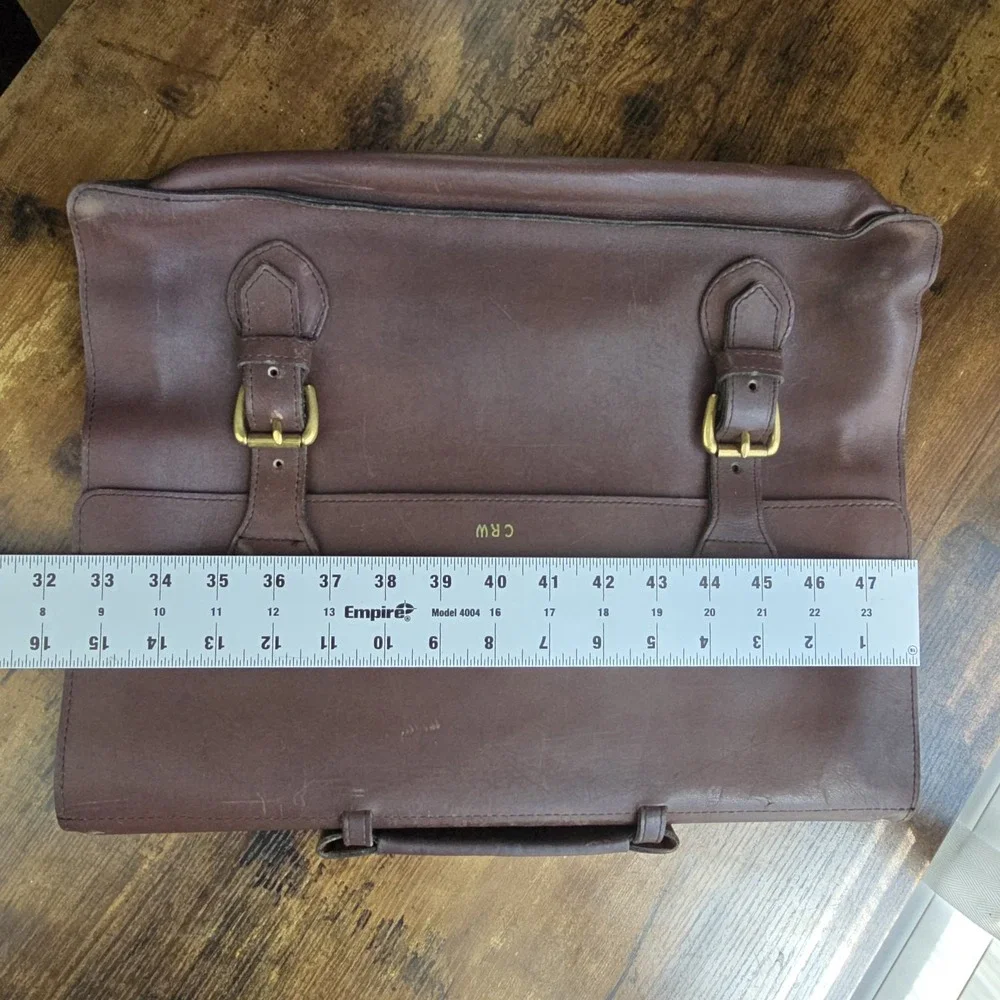 Vintage Kelly's Leathers Briefcase 16x12 Brown‎ Leather Satchel USA Richmond IL